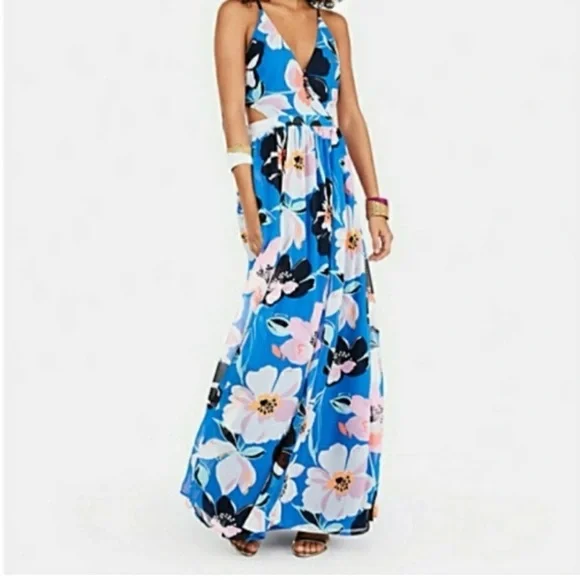 Express Floral Maxi Dress Side Cut Outs - Picture 6 of 6